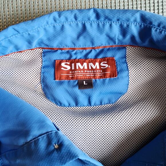 Simms Men's Large Vented Fishing Shirt Short Sleeve Button-Up - Picture 6 of 8